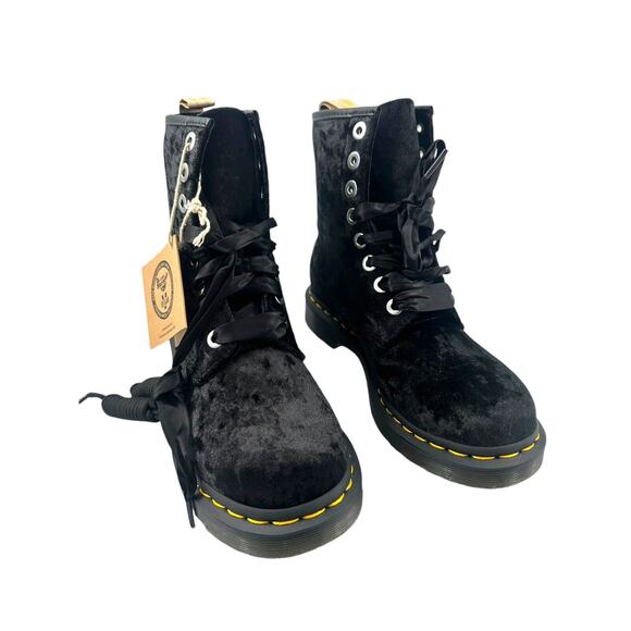 Dr. Martens Shoes - Dr. Martens 1460 Vegan Crushed Velvet Lace Up Boots Size 7 Women's Black Soldout